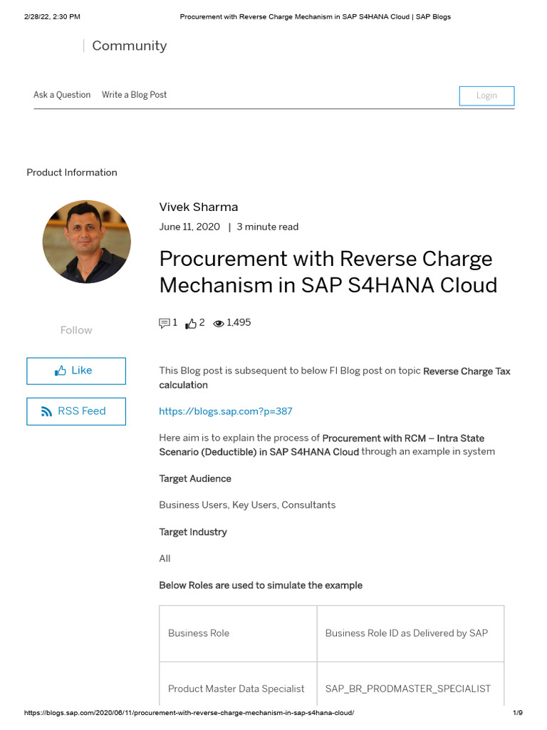 RCM in SAP S4HANA: Procurement Guide | PDF | Receipt | Invoice