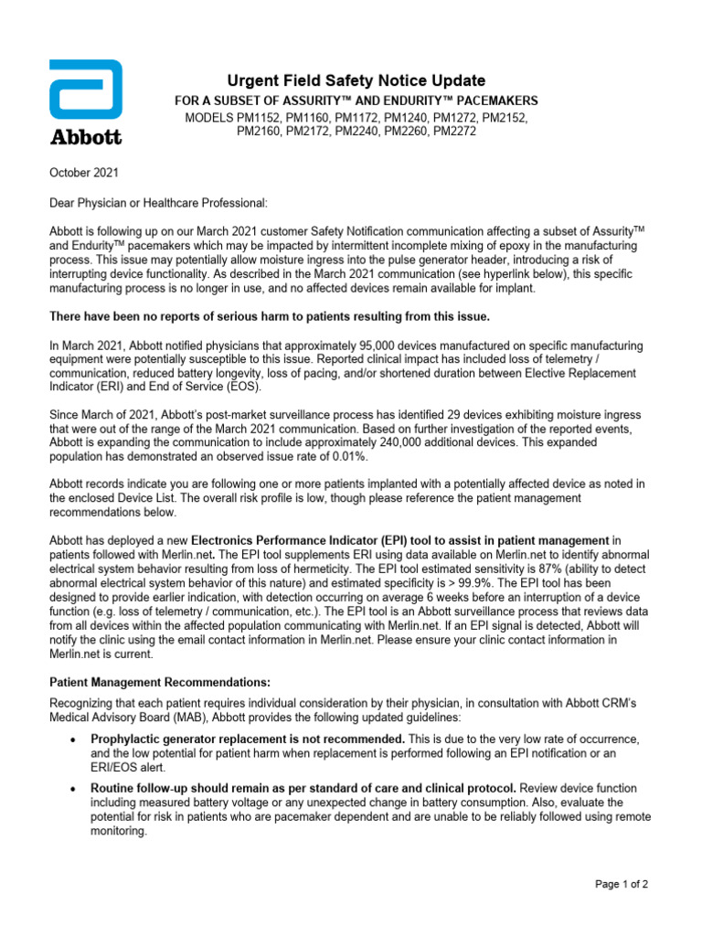 Abbott Final DDL - Assurity Endurity - 9-29 (OUS) - EMEA FINAL - OUS 05 ...