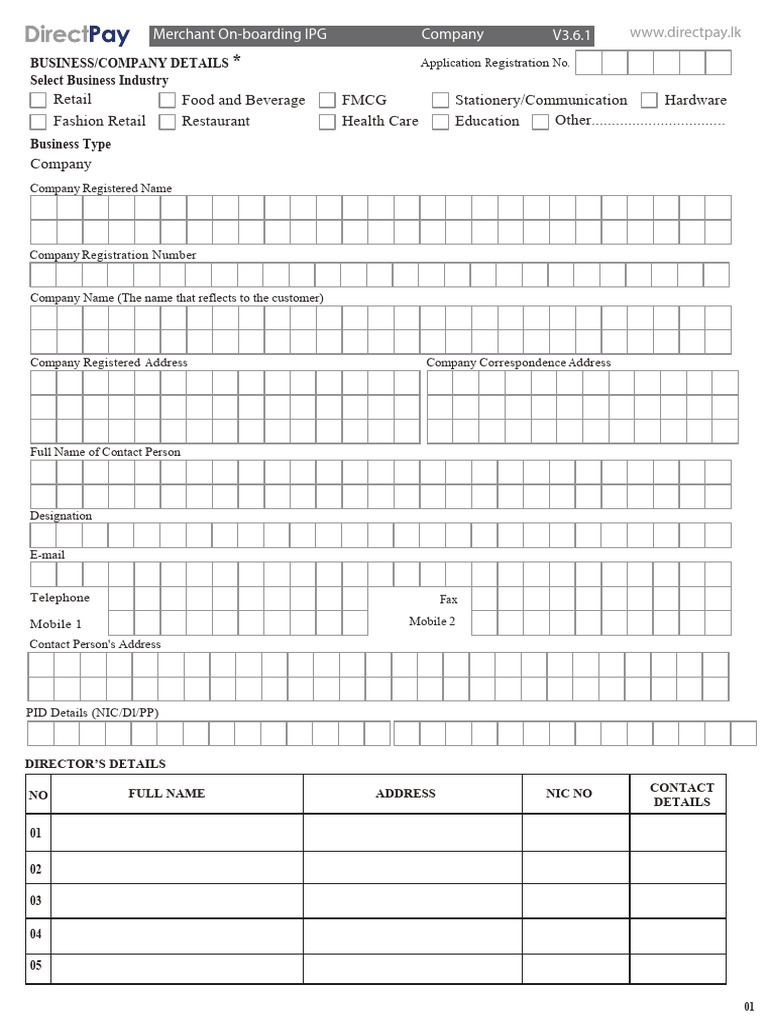 Merchant Onboarding Application Form | PDF | Credit Card | Debit Card
