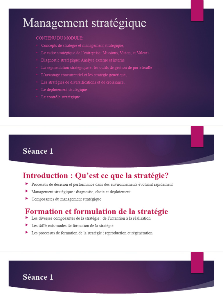 Cours Management Strat BM | PDF | Gestion stratégique | Économie