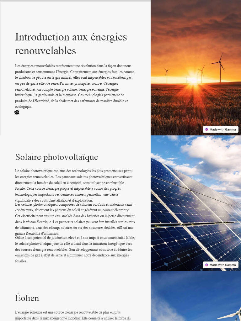 Énergies renouvelables : enjeux et solutions | PDF | Énergie ...