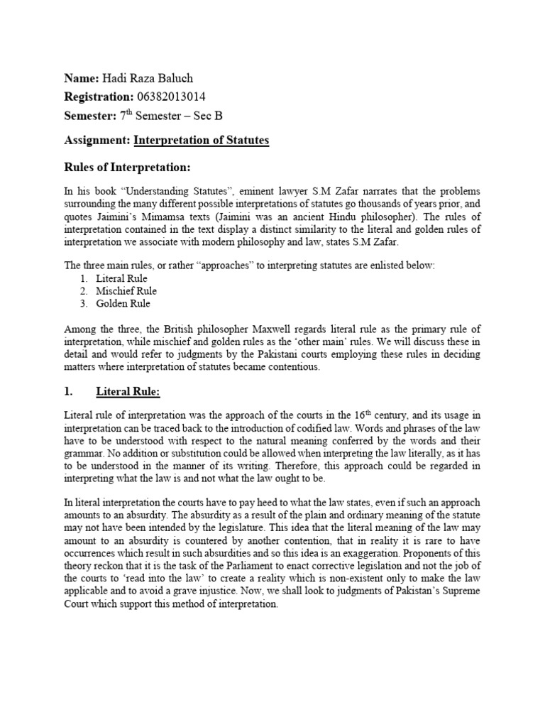 Statutory Interpretation Rules Explained | PDF | Plain Meaning Rule ...