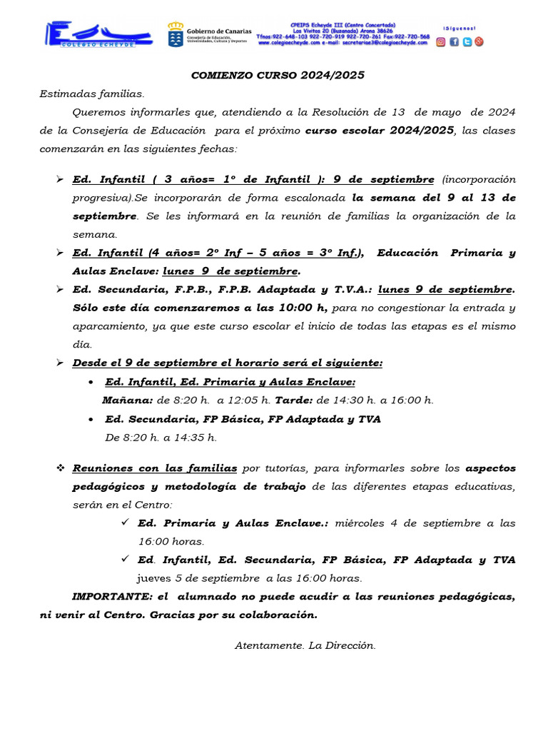 Inicio de Curso 2024/2025 en Asturias | PDF