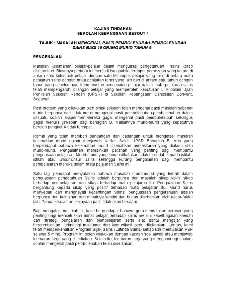 Kajian Tindakan Sains 2011