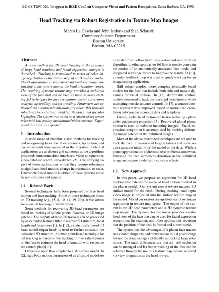 3D Head Tracking with Texture Mapping | PDF | Texture Mapping | 3 D ...