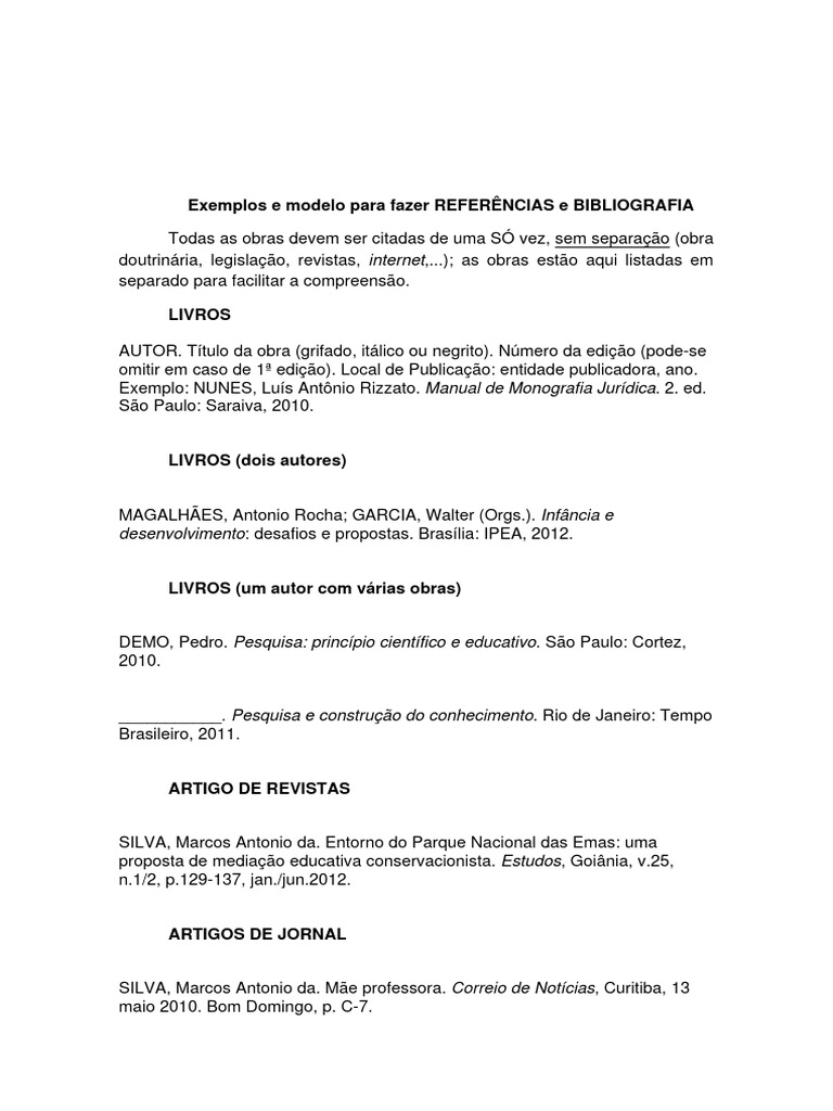 Modelos de Referências e Bibliografia | PDF | Brasil | Constituição