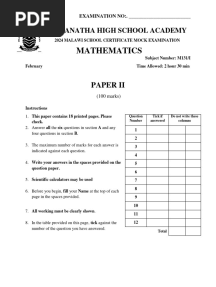 Maranatha Maths Mock Pp2 2024
