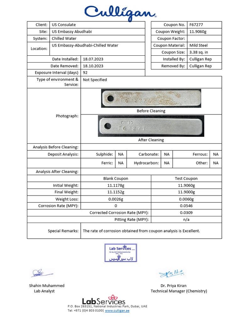 Sample - Previous Test Reports - Answer To Q 2 | PDF | Corrosion ...