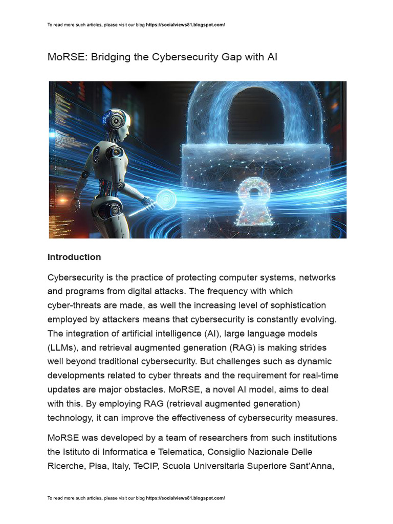 MoRSE: Bridging The Cybersecurity Gap With AI | PDF | Security ...