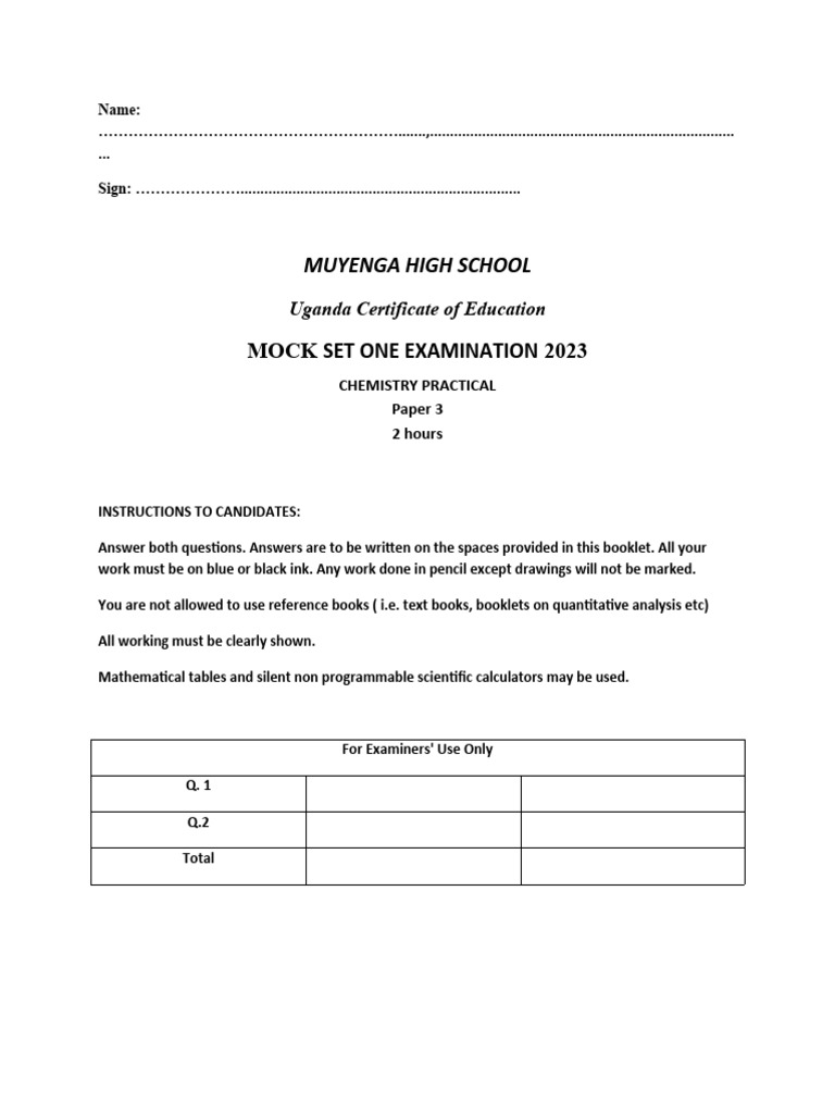 S 4 Mock Chem 3 Pdf Titration Chemistry