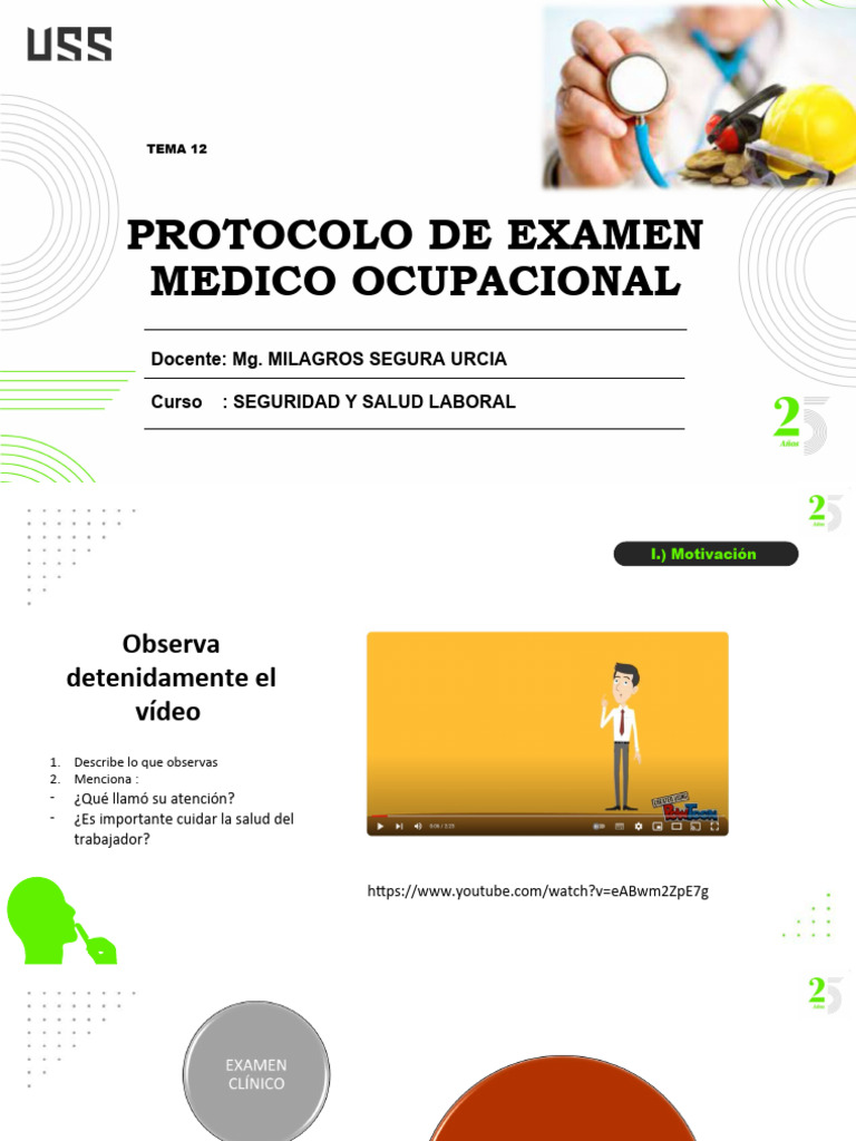 Semana 12. Protocolo de Examen Medico | PDF | Seguridad y salud ...