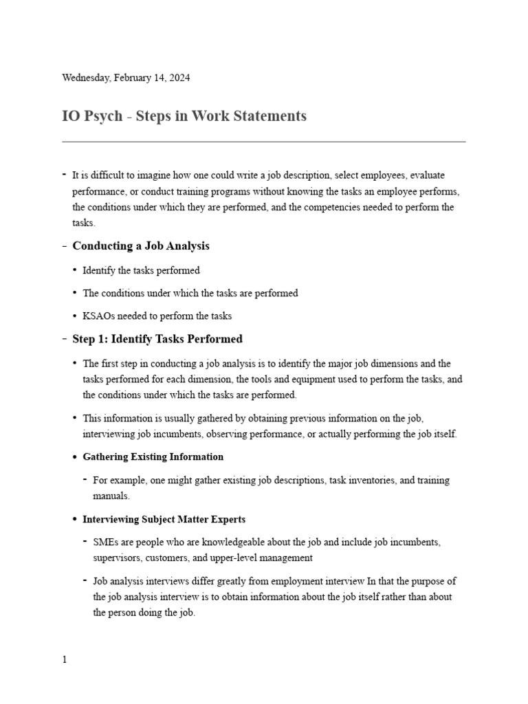 Job Analysis Steps for Effective Hiring | PDF | Psychology | Cognition