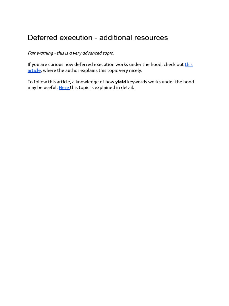 Advanced LINQ Deferred Execution | PDF