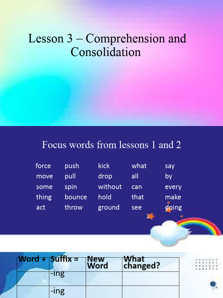 Lesson 3: Word Suffixes and Comprehension | PDF