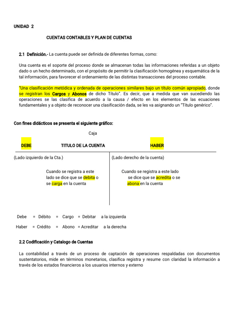 Cuentas Contables y Plan de Cuentas | PDF
