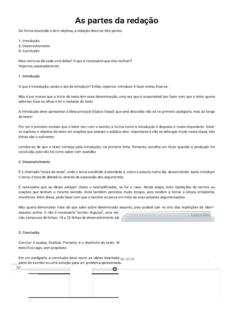 As Partes Da Redação - Brasil Escola | PDF