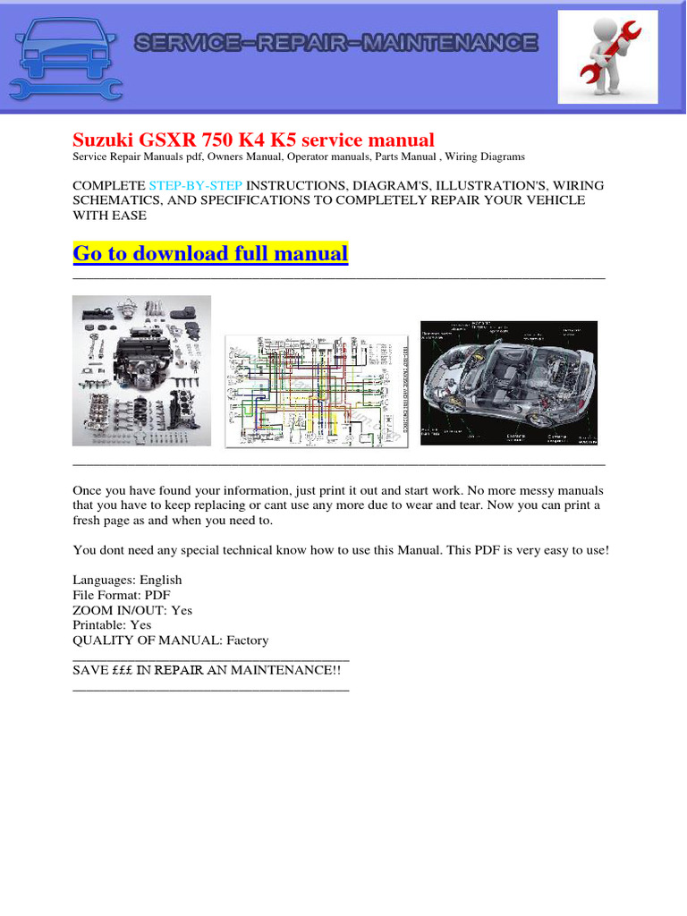 Suzuki GSXR 750 K4 K5 Service Manual | PDF