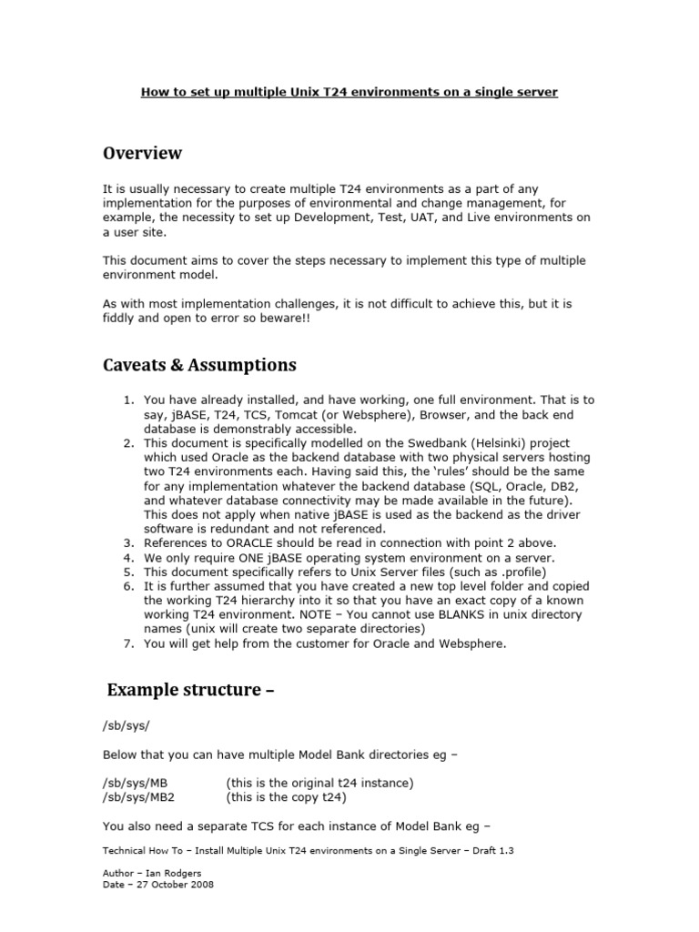 Unix T24 Multi-Environment Setup Guide | PDF | Directory (Computing ...