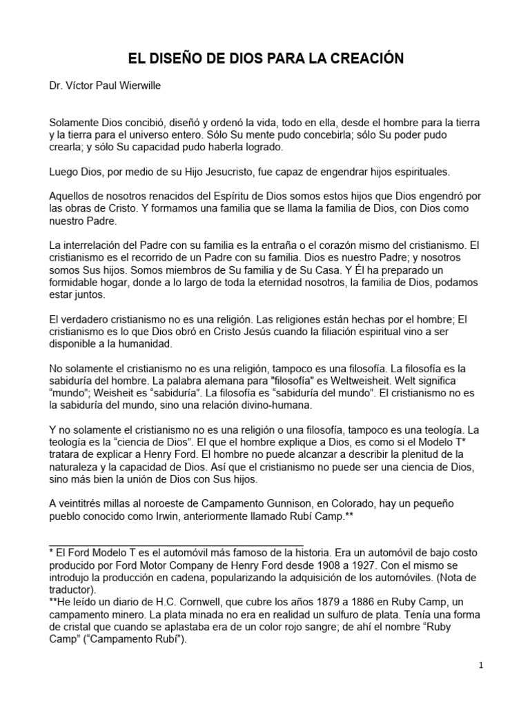 El Diseño De Dios Para La Creación Pdf
