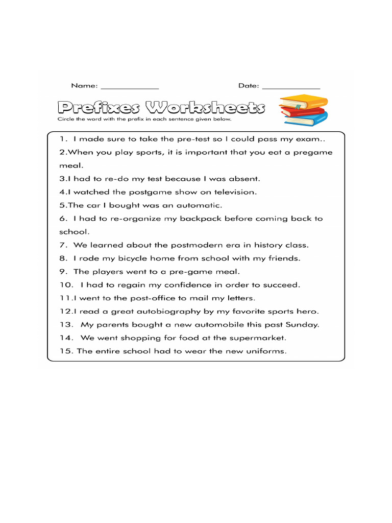 Prefix and Suffix Worksheets 4th Grade 448589.Png | PDF