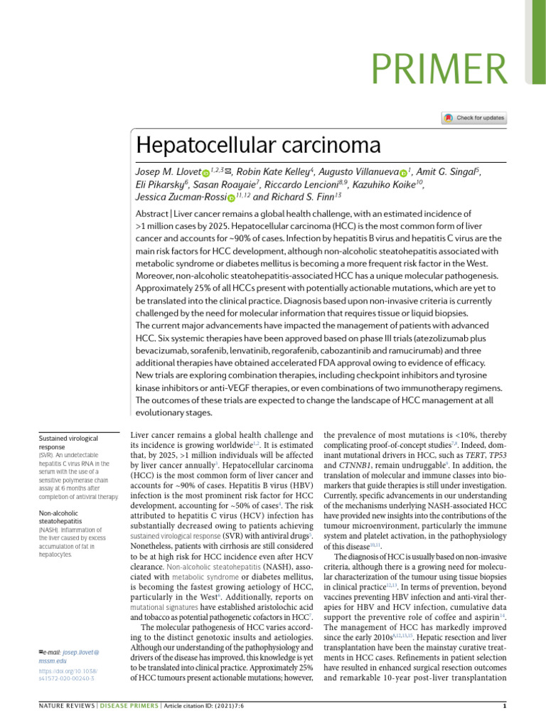 Primer: Hepatocellular Carcinoma | PDF | Hepatitis | Hepatitis C