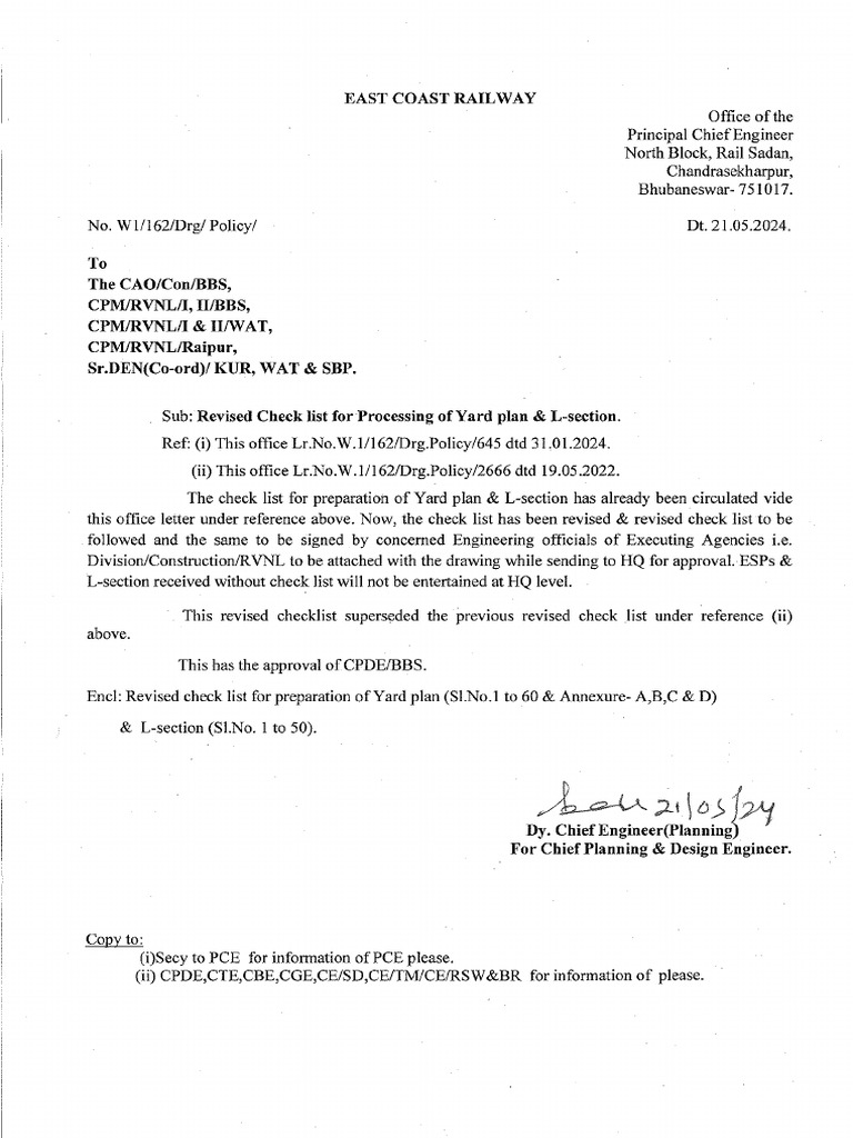 Revised Check List For ESP & L-Section 21.05.2024 | PDF