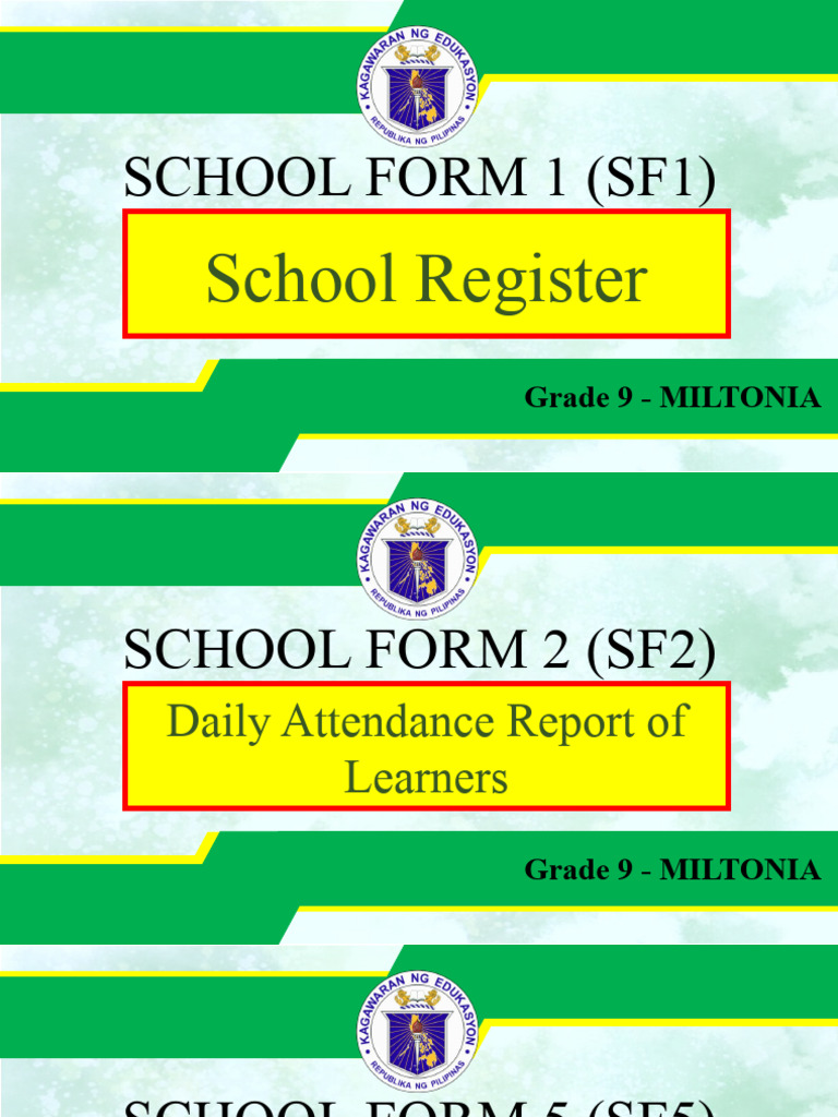 Grade 9 School Forms Overview | PDF