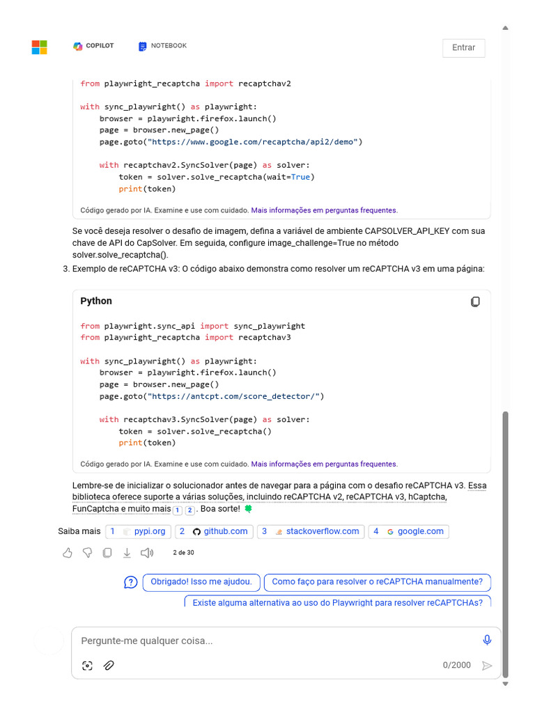 Soluções para reCAPTCHA com Playwright | PDF | Python (linguagem de ...