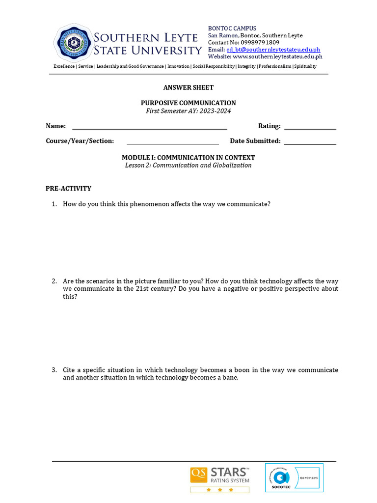 Bontoc Campus Communication Module 2023 | PDF | Communication | Learning