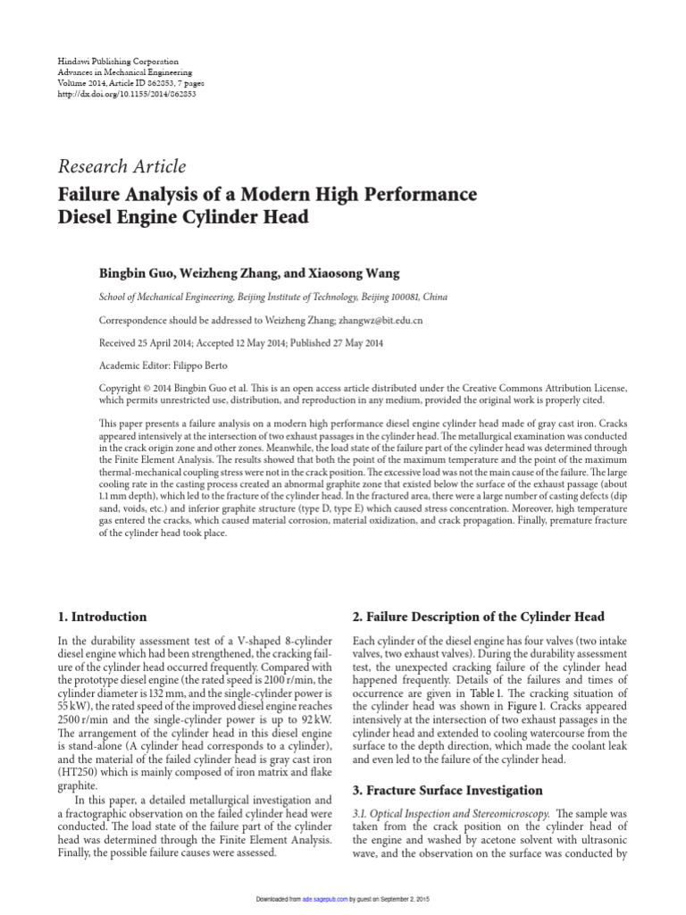 Diesel Engine Cylinder Head Failure Analysis | PDF | Fracture | Applied ...
