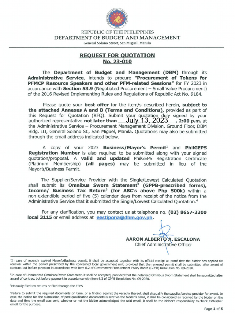 RFQ No 23 010 PFMCP Tokens | PDF | Laptop