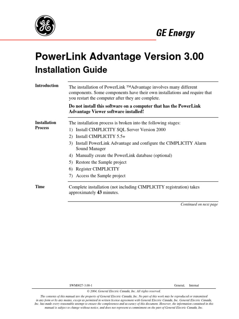 PowerLink Advantage 3.00 Installation Guide | PDF | Installation ...
