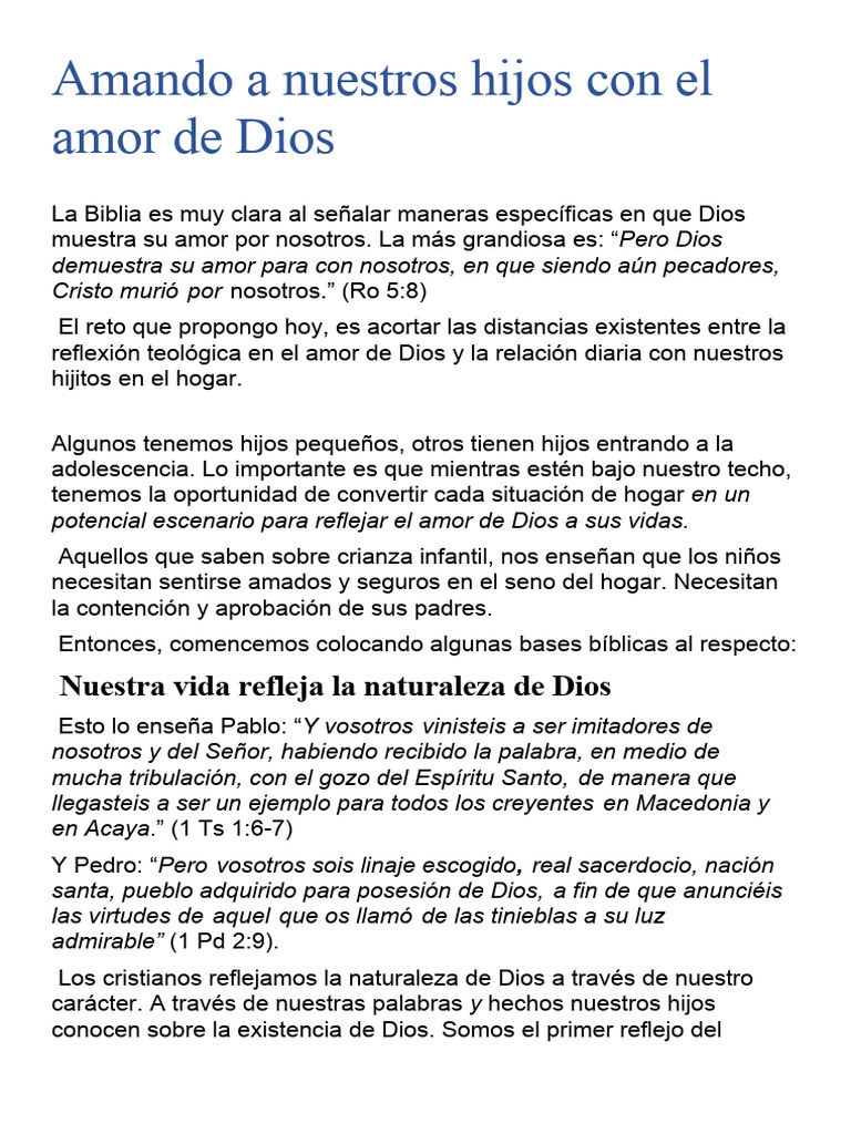 Amor de Dios en la crianza familiar | PDF | Amor | Cristo (título)