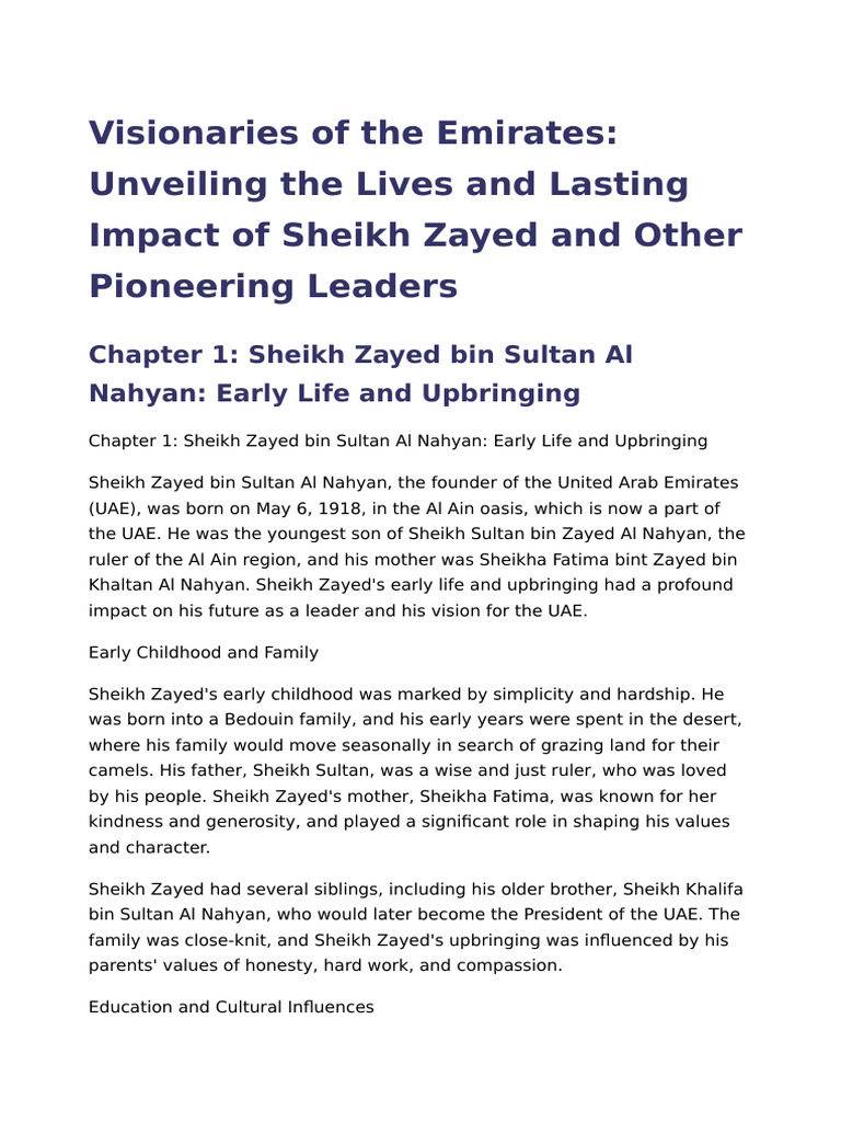 Visionaries of The Emirates Unveiling The Lives and Lasting Impact of