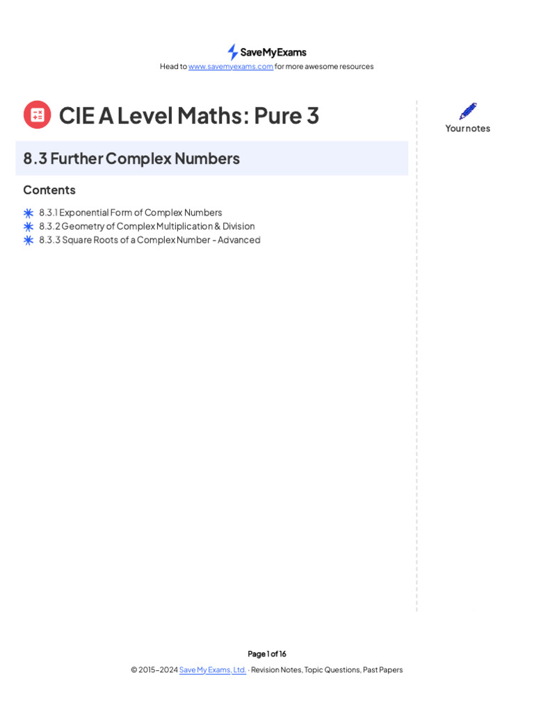 8 3 further complex numbers pdf complex number exponentiation