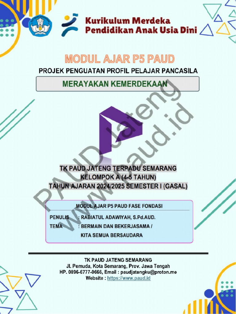 04 Modul Ajar TK A 2024 2025 Smt1 04 P5 Kemerdekaan PDF | PDF