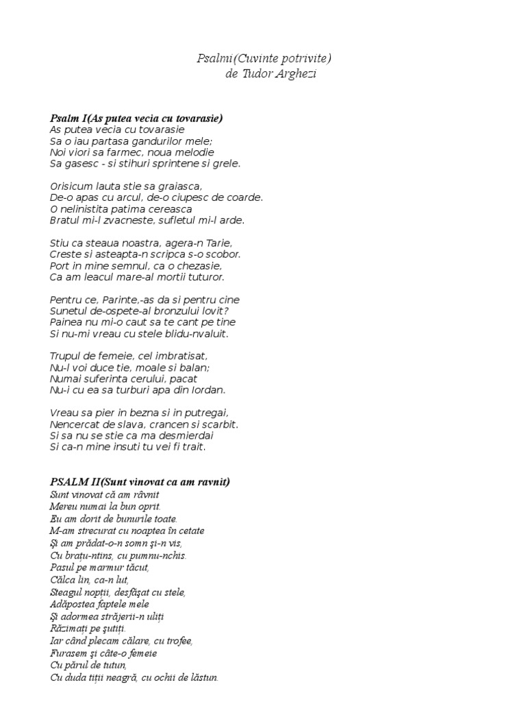 Tudor Arghezi-Psalmi | PDF