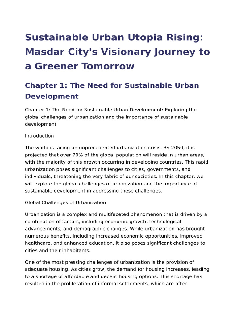 Urban Sustainability: Masdar City | PDF | Sustainable City | Efficient ...