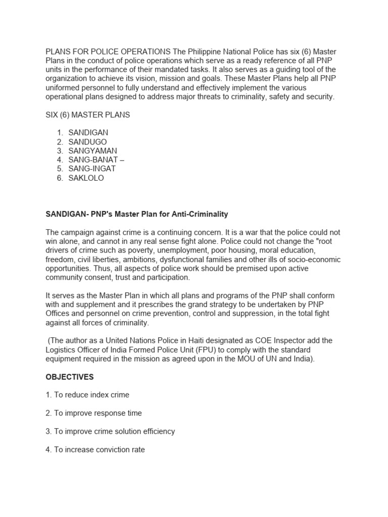 Six Master Plans of Law Enforcement | PDF | Police | Military Intelligence