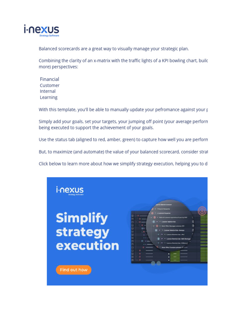 Balanced Scorecard Template Guide | PDF | Performance Indicator ...