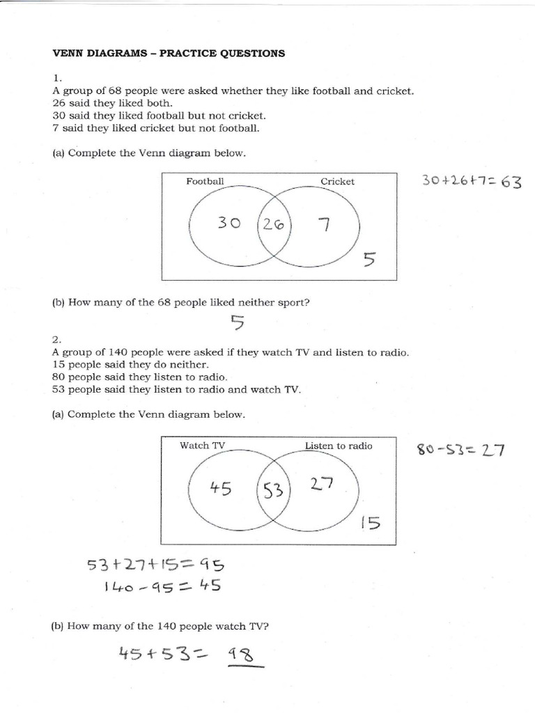 Venn Diagrams Solutions Pdf