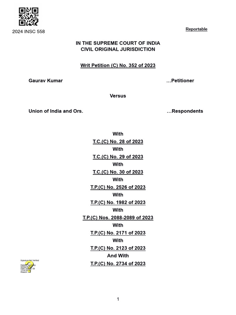 Gaurav Kumar vs Union of India Judgment | PDF | Advocate | Taxes