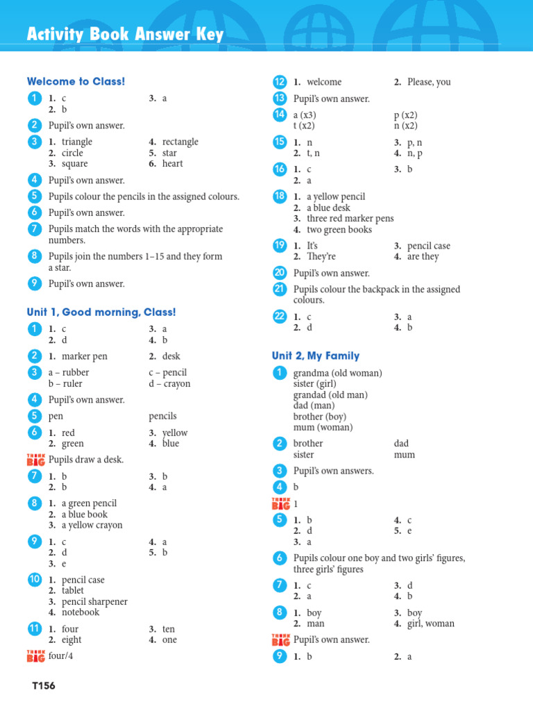 Activity Book Answer Key Overview | PDF | Language Arts & Discipline