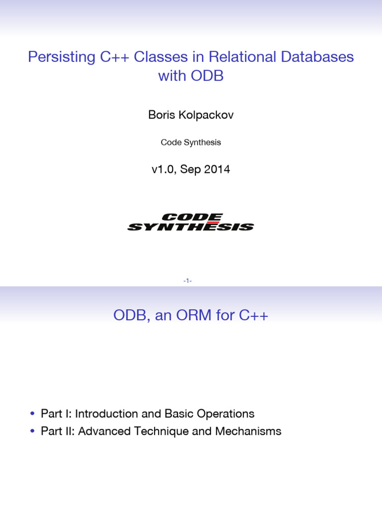 C++ Database Persistence with ODB | PDF | Sql | Postgre Sql
