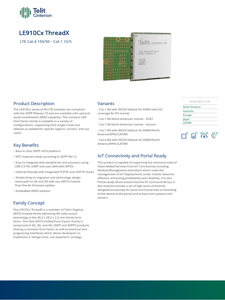 LE910Cx Series 4G Module Overview | PDF | 4 G | 3 G