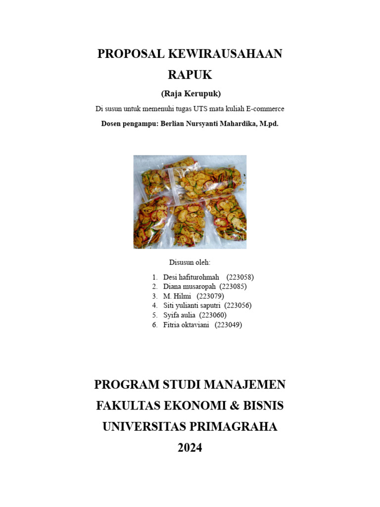 Proposal Usaha Kerupuk Raja Kerupuk | PDF