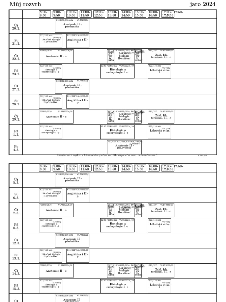 Rozvrh | PDF