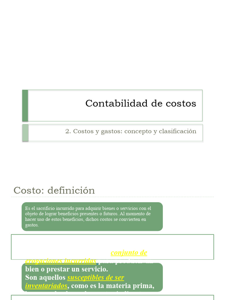 Clasificación de Costos y Gastos Empresariales | PDF | Costo | Costo ...