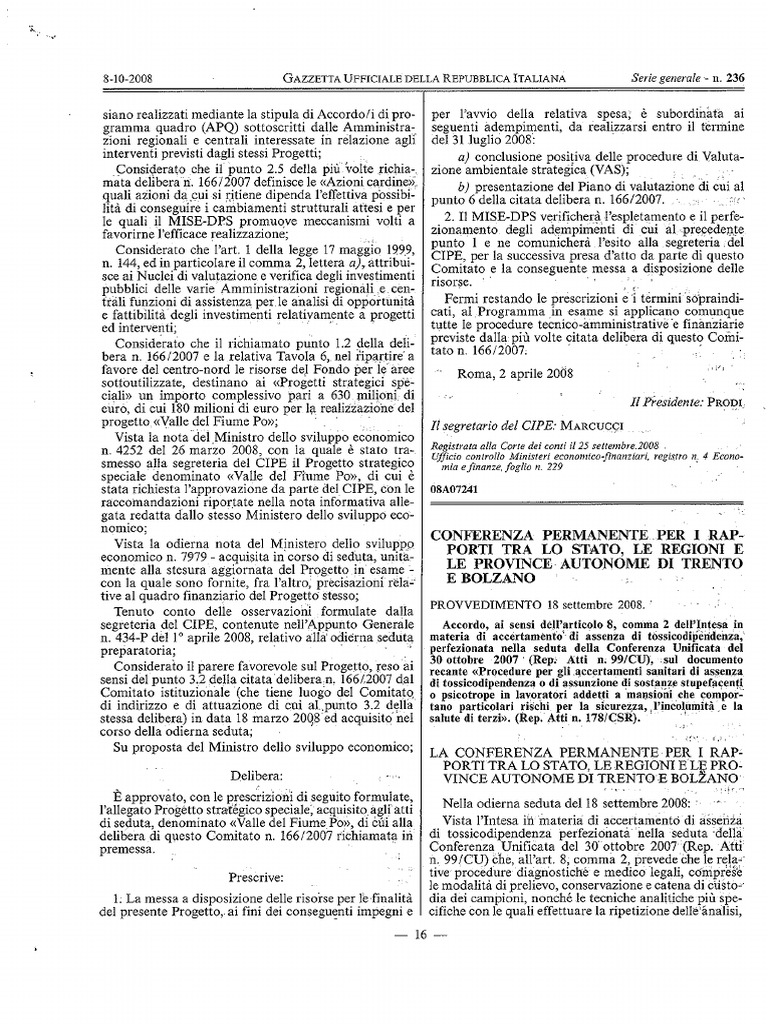 Accordo CSR 18-09-2008 (Stupefacenti) | PDF