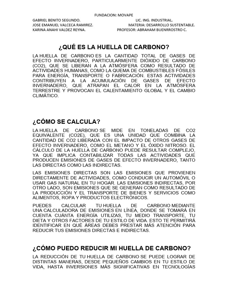 Cómo Calcular y Reducir la Huella de Carbono | PDF | Gases de efecto ...